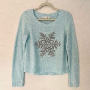 Lauren Conrad, Icy Blue, Silvery Snowflake, Shaggy Plush, long Sleeve, S…